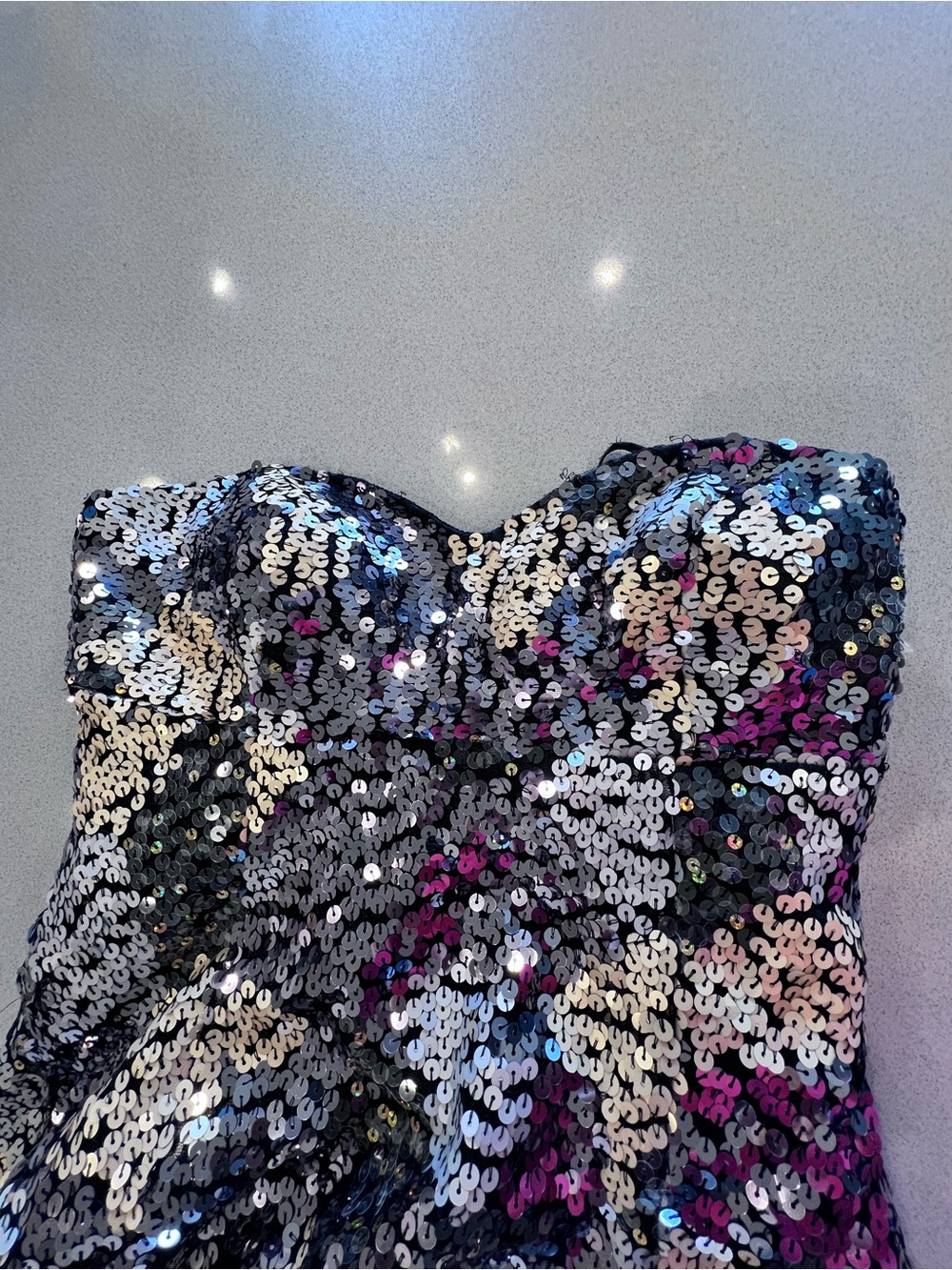 Vintage Strapless Black Gold Silver Sequin Ball Gown Sz 10 Jovani - Picture 6 of 16